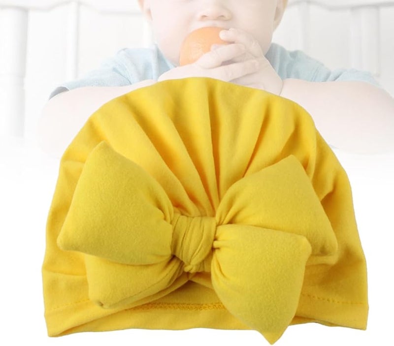Yellow Soft Cotton Bowknot Hat Newborn Baby Cap Comfortable Headwear Photo Prop - Image 4
